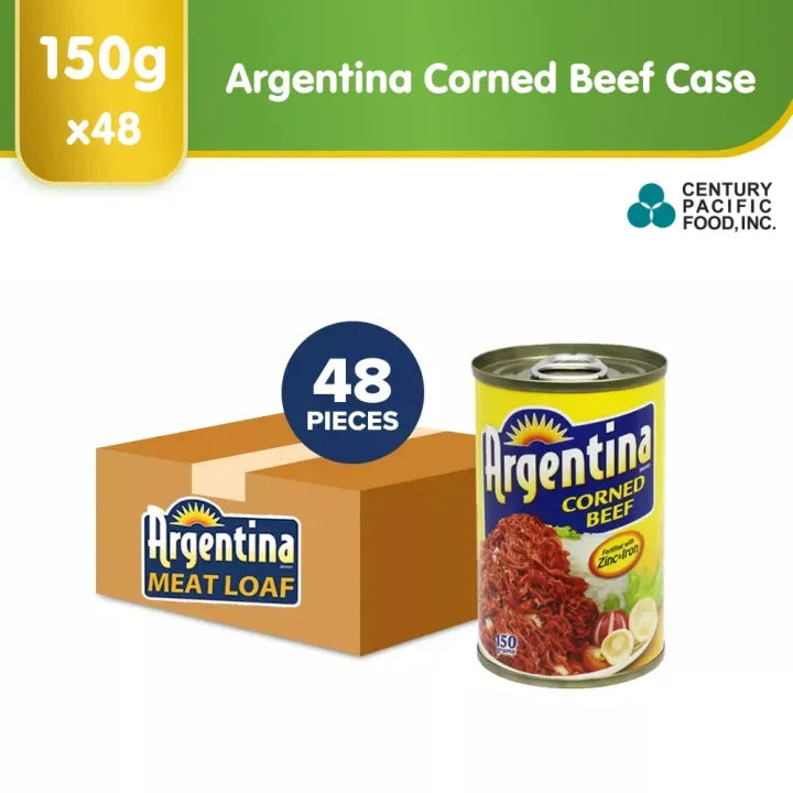 Argentina Corned Beef 150g x 48pcs (1 CASE) - 100% Pure Beef, High Protein, Halal Certified
