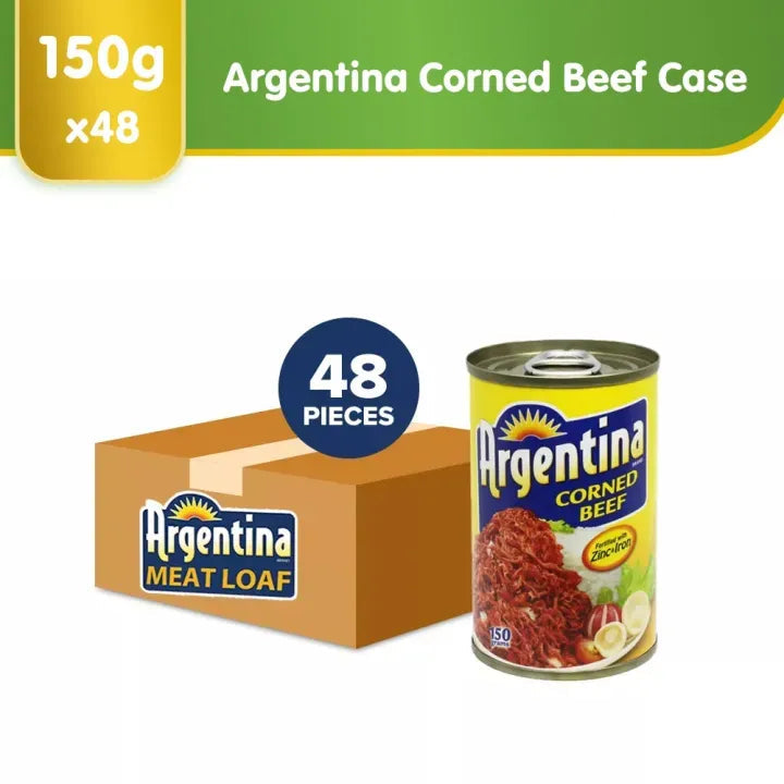 1 CASE Argentina Corned Beef 150g x 48pcs - 100% Pure Beef, High Protein, Halal Certified