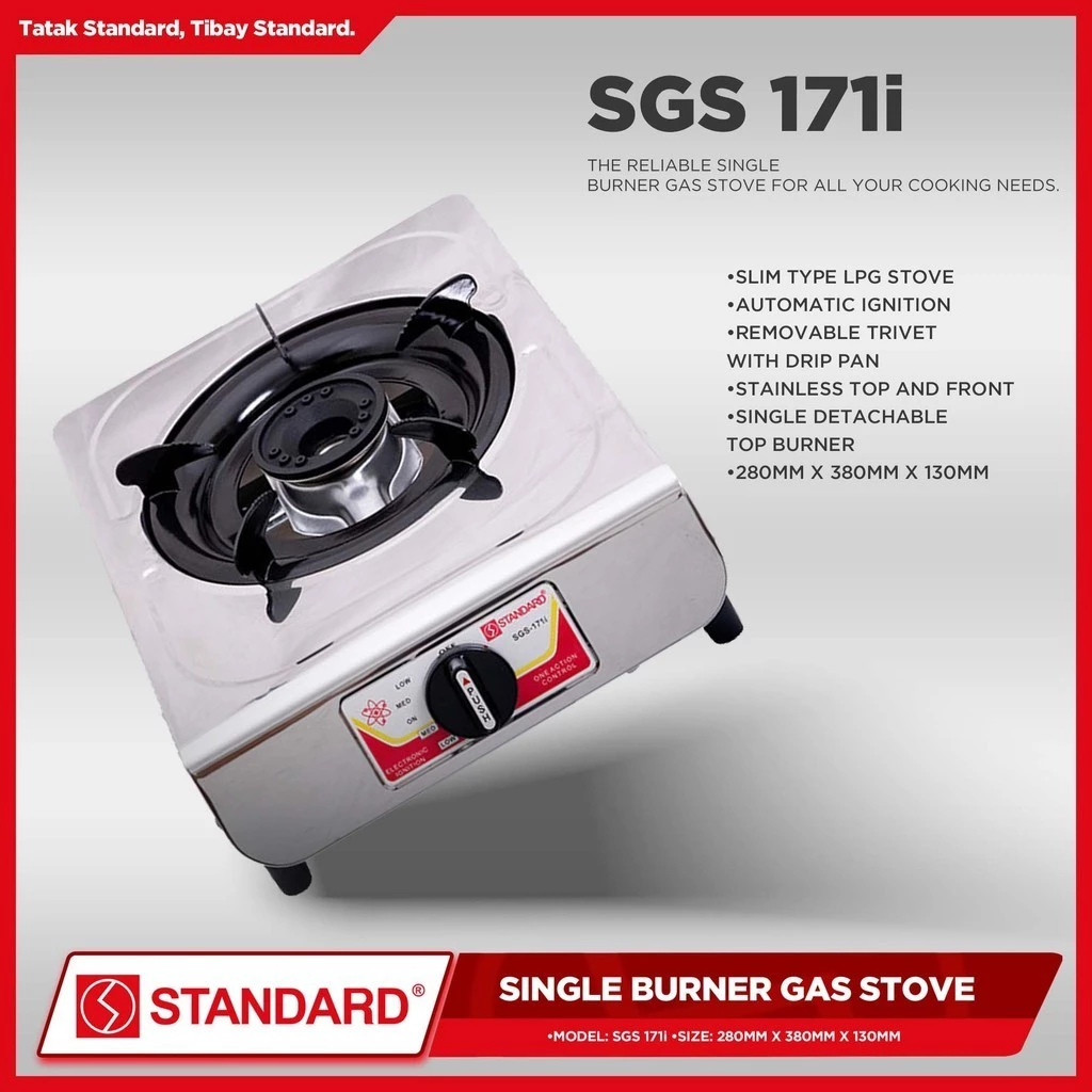 STANDARD GAS STOVE SINGLE BURNER LPG Stainless Steel Slim type - (BURNER ONLY)