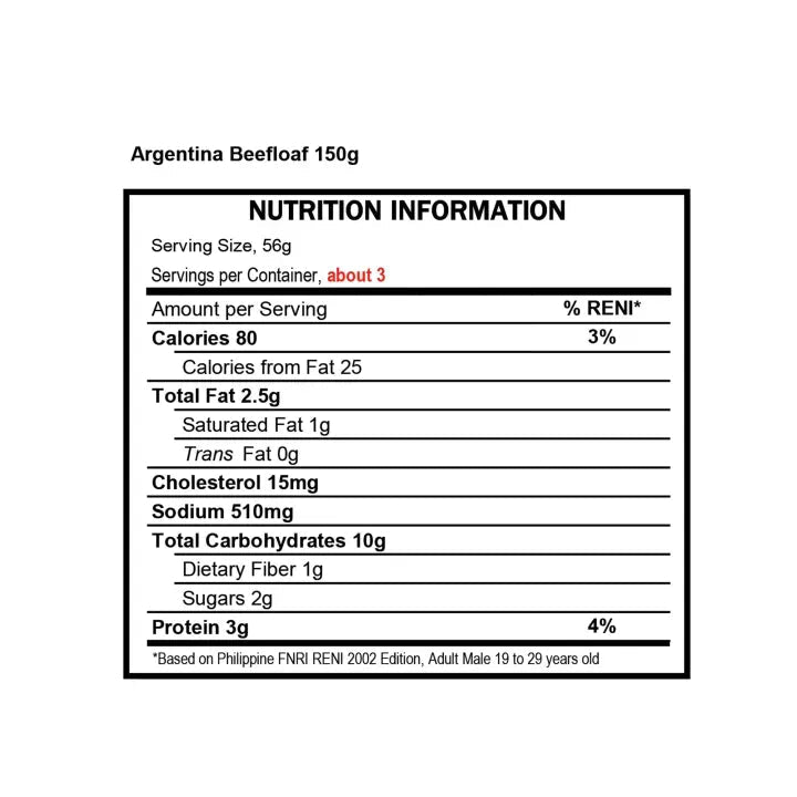 Argentina Beef Loaf 150g x 48pcs (1 CASE) - Halal Certified