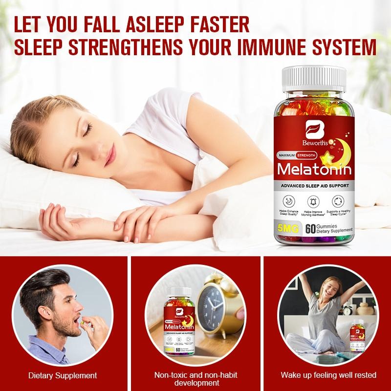Beworths Melatonin Gummies for Sleep Aid Support - 5mg