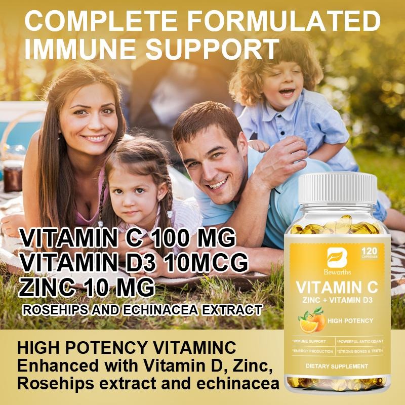 Beworths Vitamin C, Zinc & Vitamin D3 Capsule- 100mg