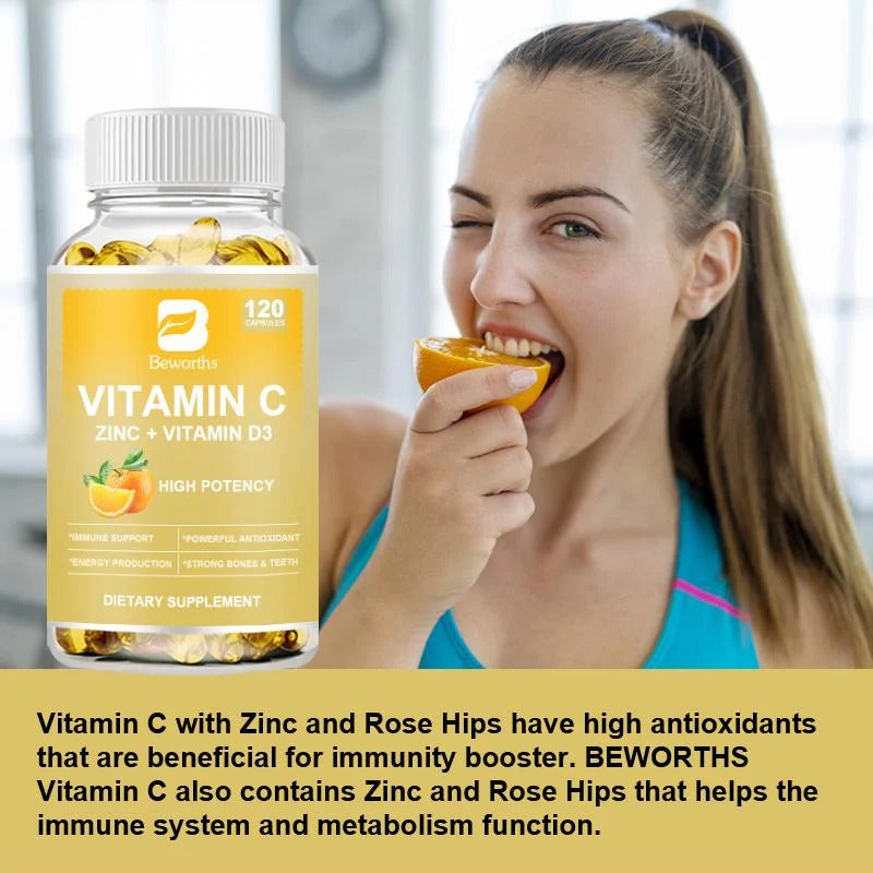 Beworths Vitamin C, Zinc & Vitamin D3 Capsule- 100mg