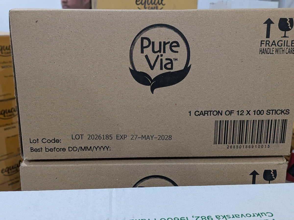 1 CASE - PURE VIA STEVIA 100 Zero Calorie Sweetener - Stevia Sweetener, Sugar Free - (100 Sticks x 12 Boxes)
