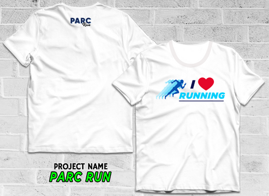 PARC Run Shirt with text "I LOVE RUNNING"