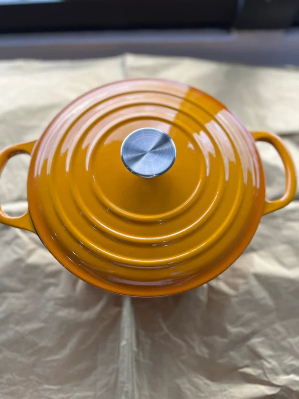 Happiness ENAMELED CAST IRON POT WITH LID - YELLOW