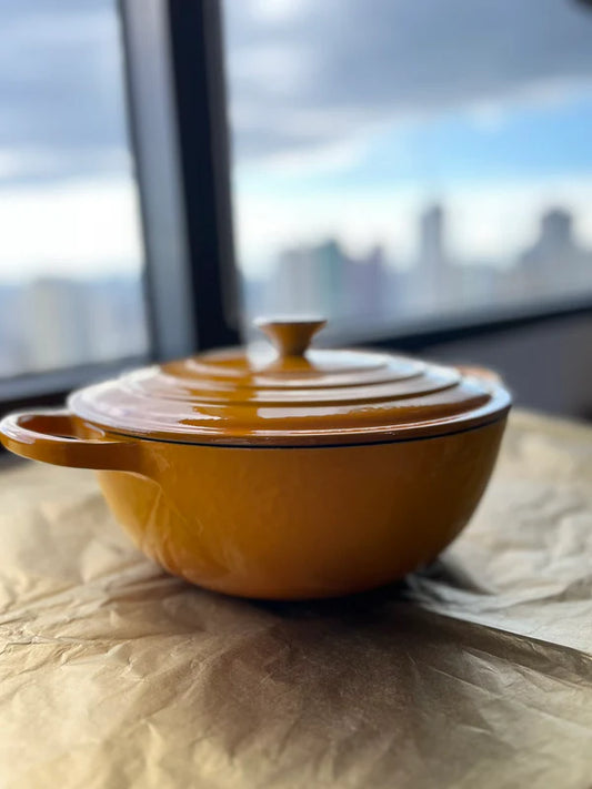 Happiness ENAMELED CAST IRON POT - YELLOW