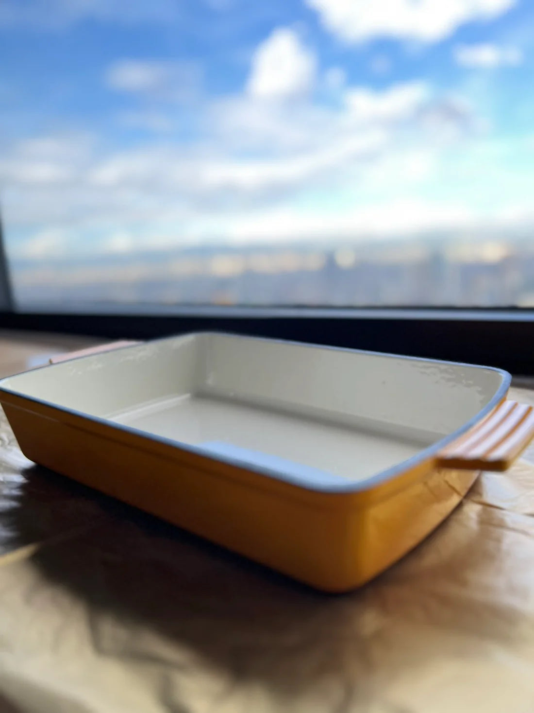 Happiness ENAMELED CAST IRON CASSEROLE DISH - Yellow