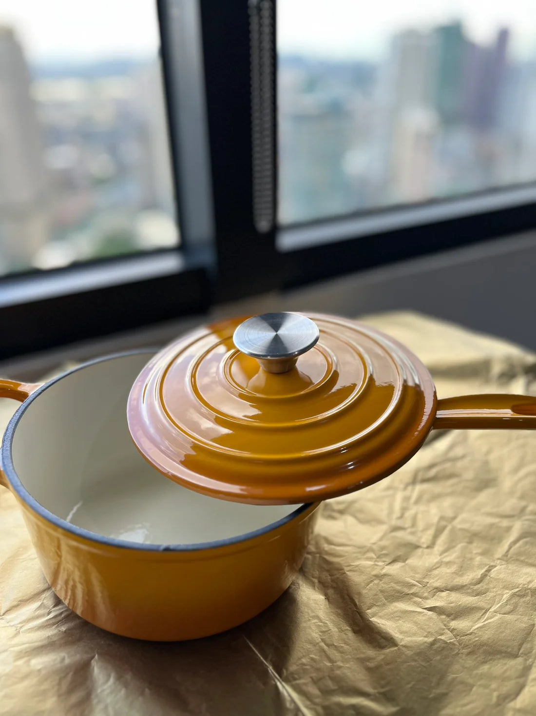 Happiness YELLOW ENAMELED CAST IRON SAUTE/SAUCE PAN