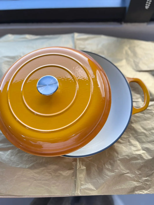 Happiness DUAL HANDLE ENAMELED CAST IRON POT- YELLOW