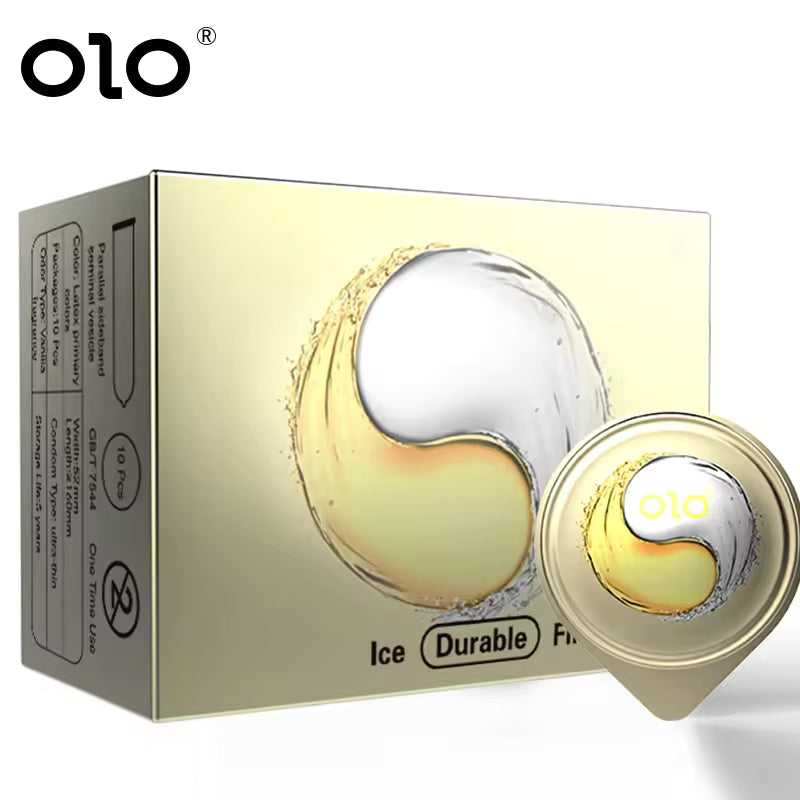 OLO FIRE AND ICE OIL DELAY CONDOM 10PCS - round packaging