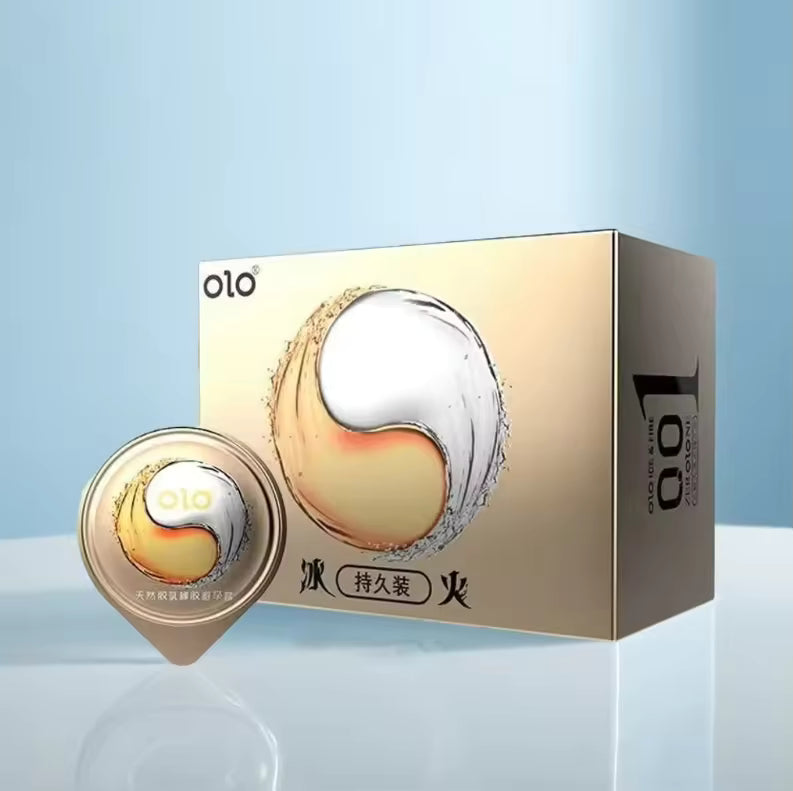OLO FIRE AND ICE OIL DELAY CONDOM 10PCS - round packaging