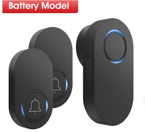 Smatrul Battery Model WIRELESS DOOR BELL - BLACK [2 Buttons / 1 Receiver]