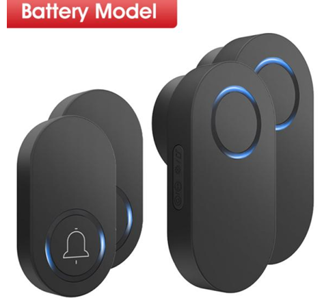Smatrul Battery Model WIRELESS DOOR BELL - BLACK [2 Buttons / 2 Receivers]