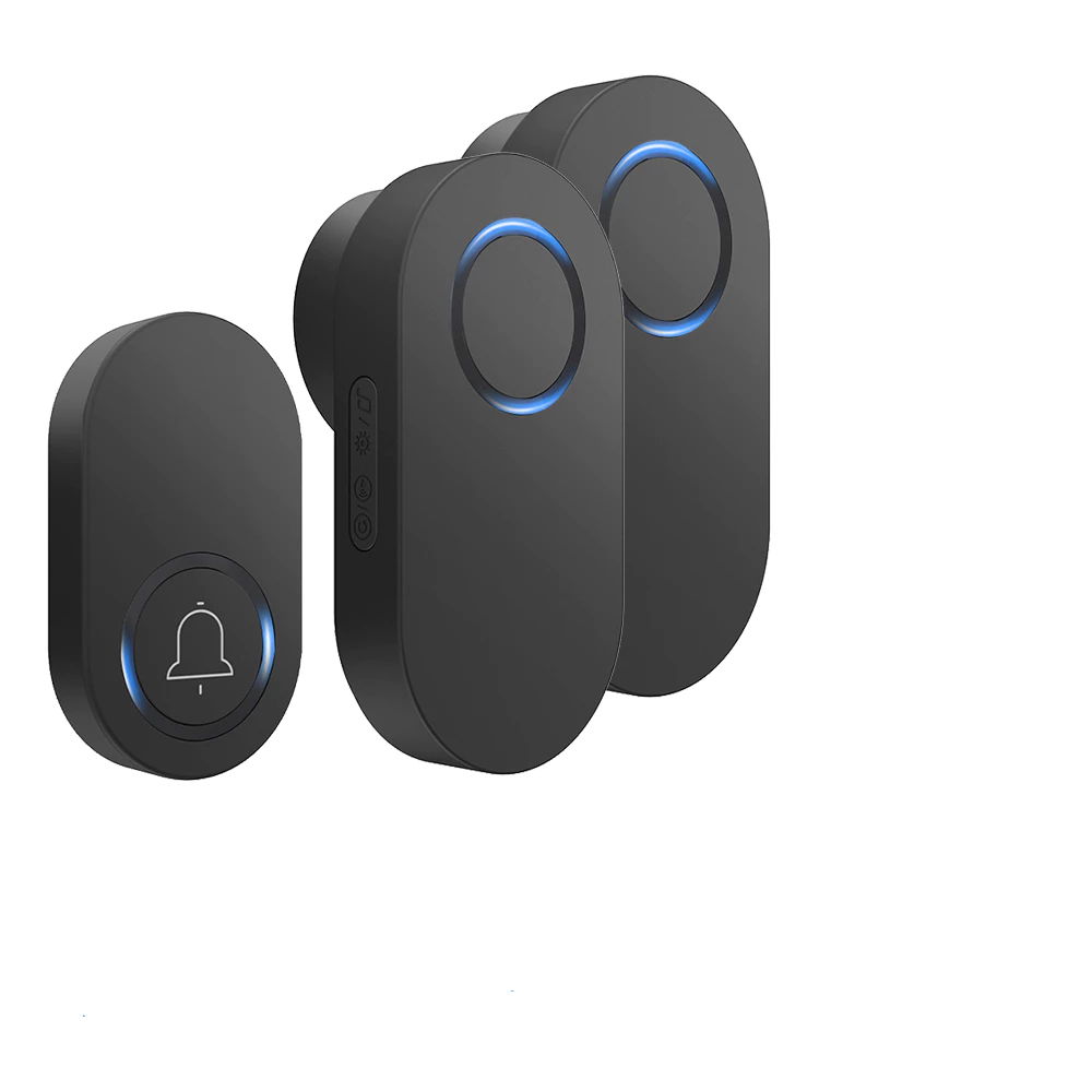 Smatrul Battery Model WIRELESS DOOR BELL - BLACK [1 Button / 2 Receivers]