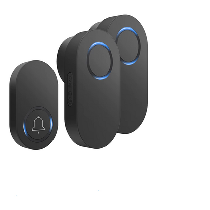 Smatrul Battery Model WIRELESS DOOR BELL - BLACK [1 Button / 2 Receivers]