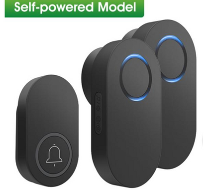 Smartul Self-Powered Wireless Model Doorbell - BLACK 1 Button / 2 Receiver