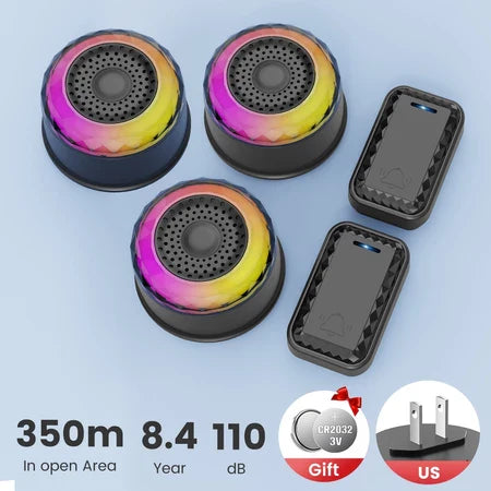 SMATRUL WIRELESS DOOR BELL - BLACK [2 BUTTONS / 3 RECEIVERS]
