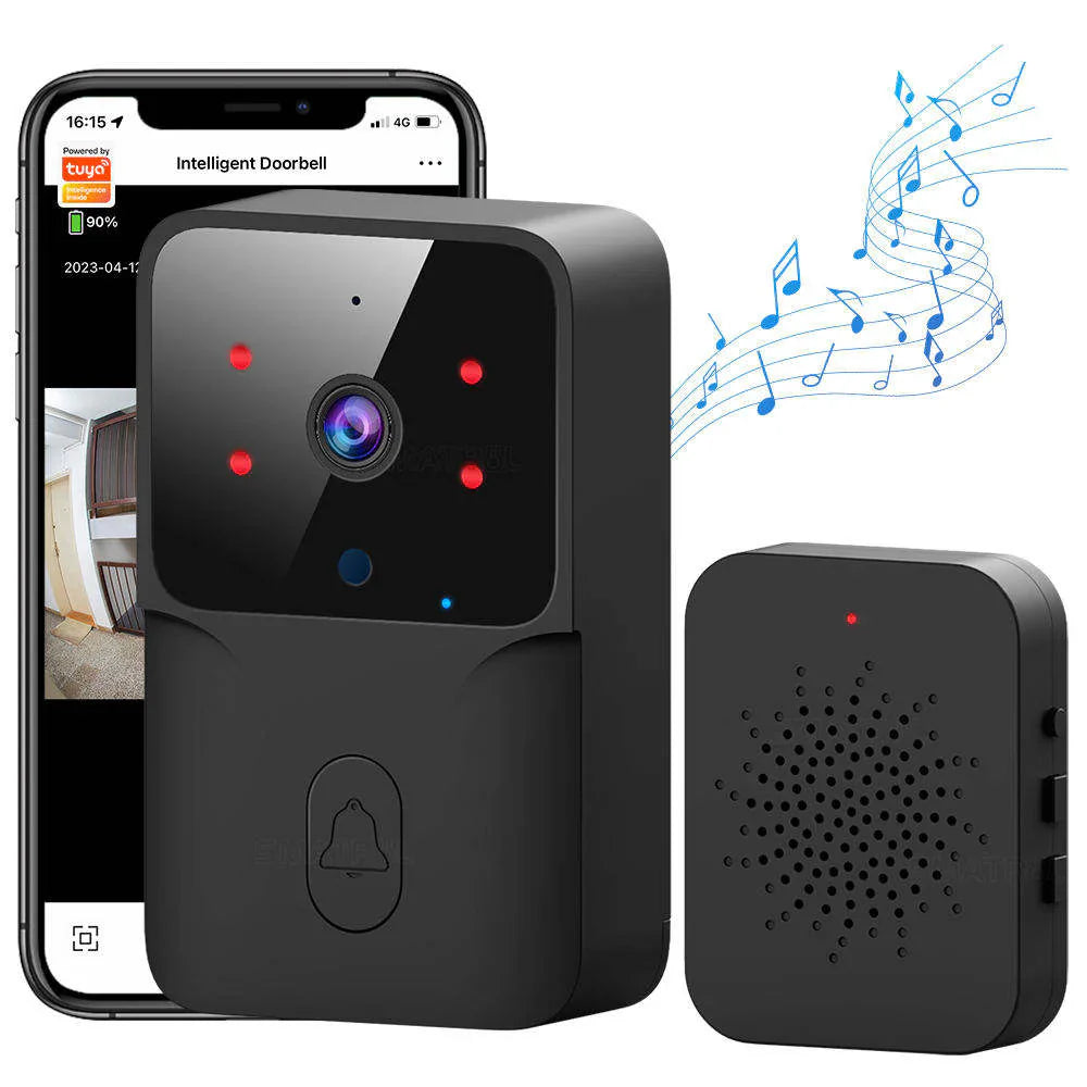 Smatrul Tuya Wireless Wi-Fi Doorbell Outdoor High-Definition Camera - BLACK [1 Button 2 Receivers]