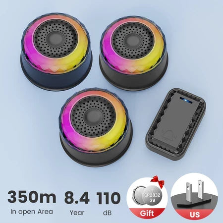 SMATRUL WIRELESS DOOR BELL - BLACK [1 BUTTON / 3 RECEIVERS]
