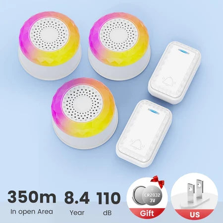 SMATRUL WIRELESS DOOR BELL - WHITE [2 BUTTON / 3 RECEIVERS]
