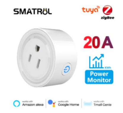 SMATRUL Power Monitor 20A Tuya Smart Zigbee Socket Plug US Wireless Control Outlet