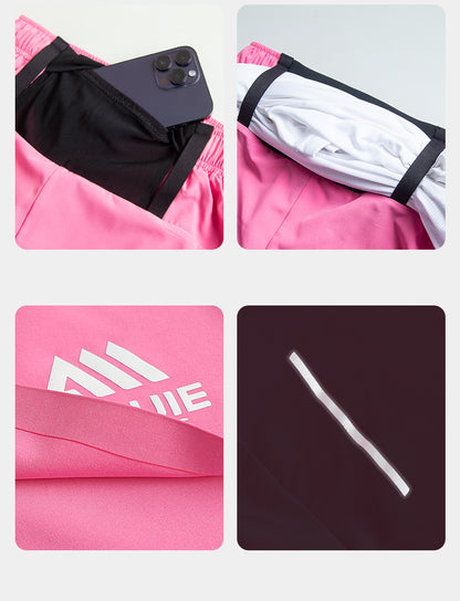 Aonijie FW6199 Quick-drying Sports Running Shorts - PINK