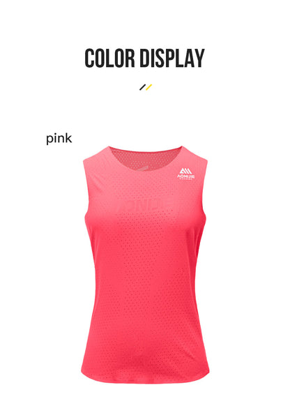 AONIJIE FW6189 Pink Running Sleeveless Vest Women Quick Drying Breathable T-shirt