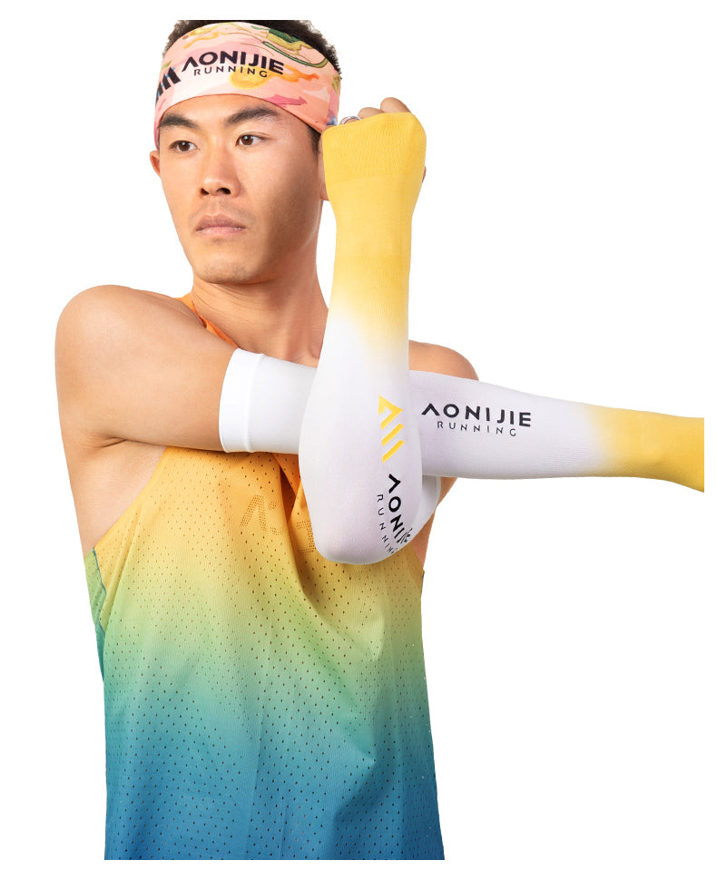 AONIJIE E4121 Running Arm Block UV Protection Sunscreen Sleeves - WHITE