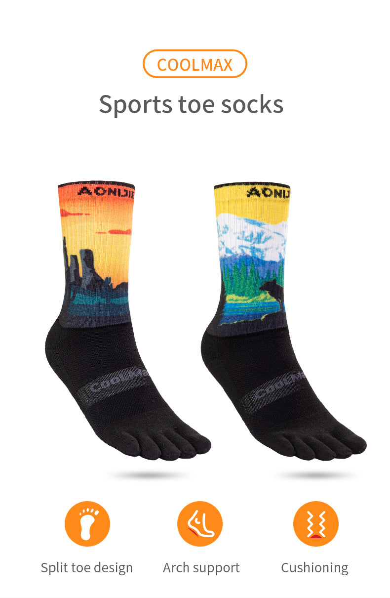 AONIJIE E4843 Cartoon Sports Five Finger Socks 1 Pair