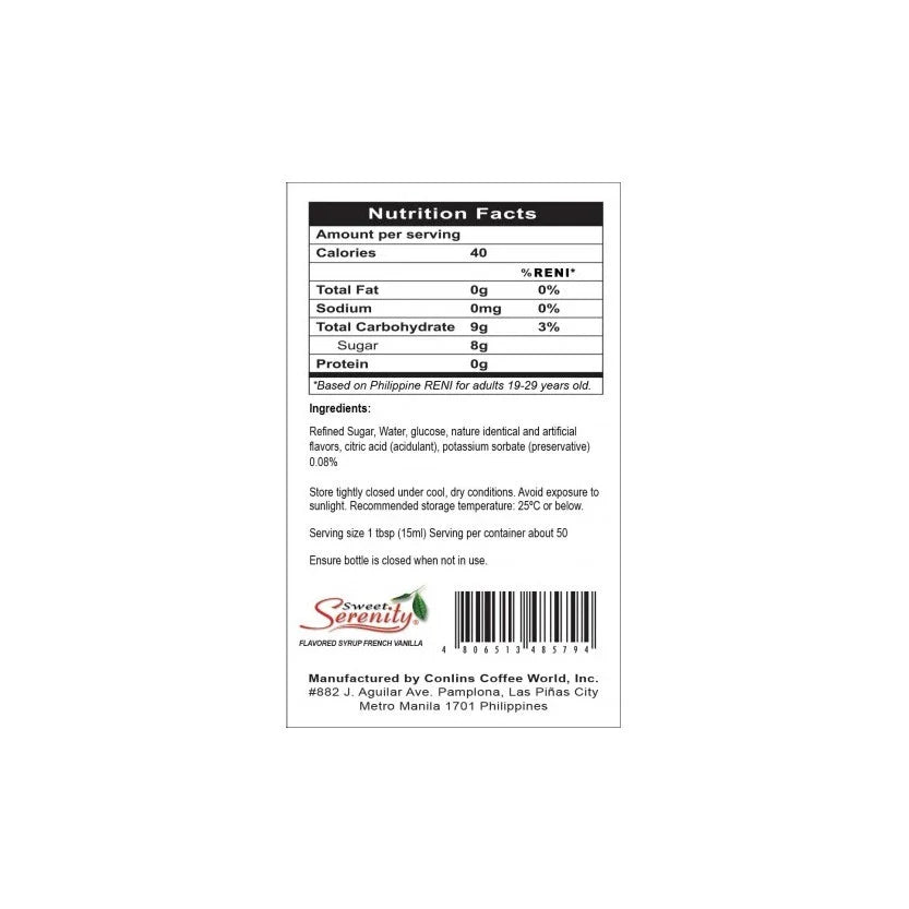 Serenity FRENCH VANILLA Syrup