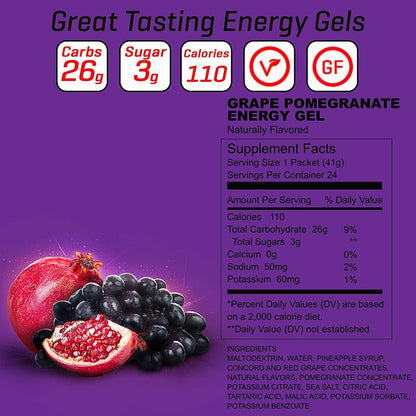 Carb Boom! Energy Gel Single Serve Packet Sachet 41g - Grape Pomegranate