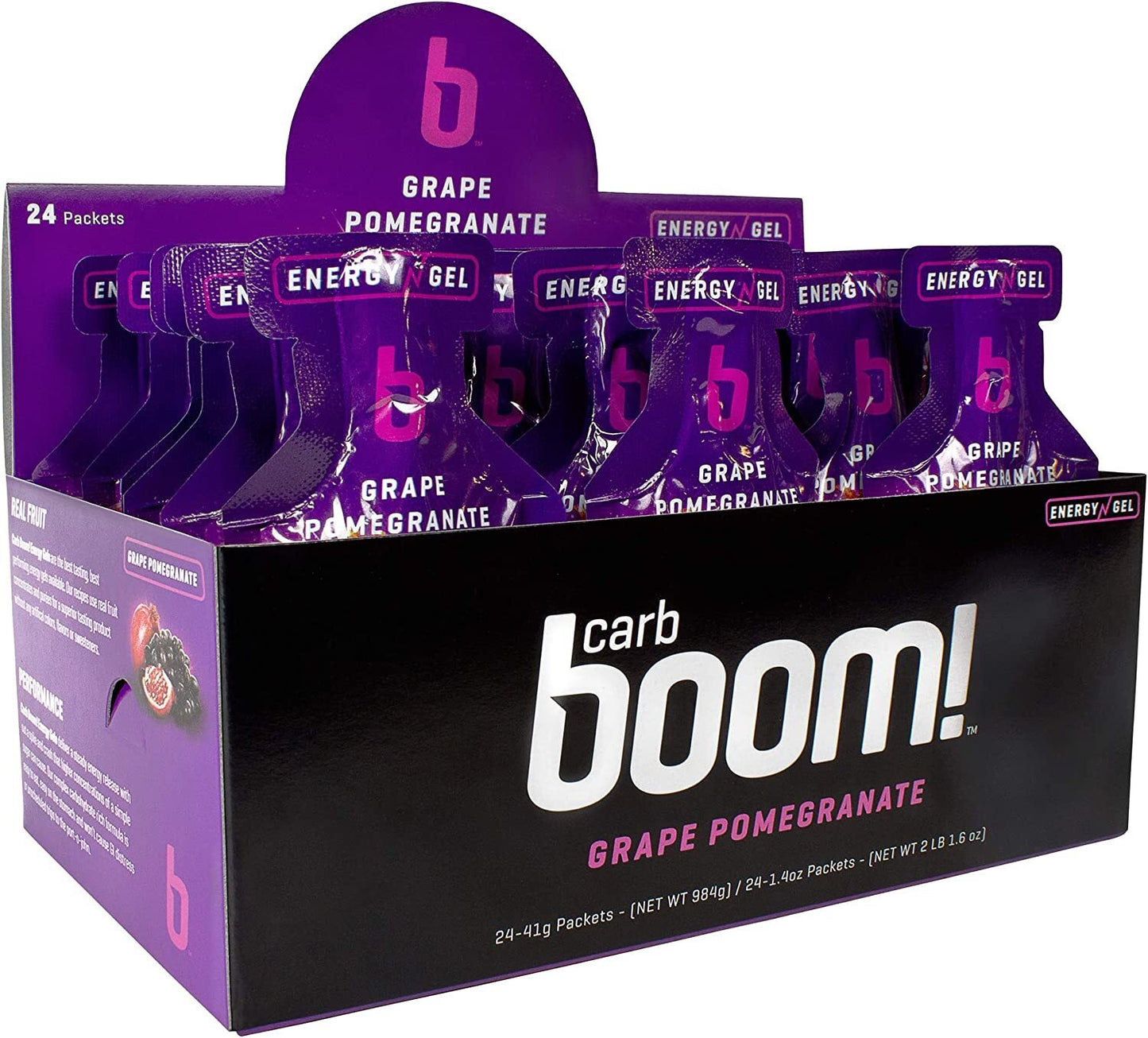 Carb Boom! Energy Gel Single Serve Packet Sachet 41g - Grape Pomegranate