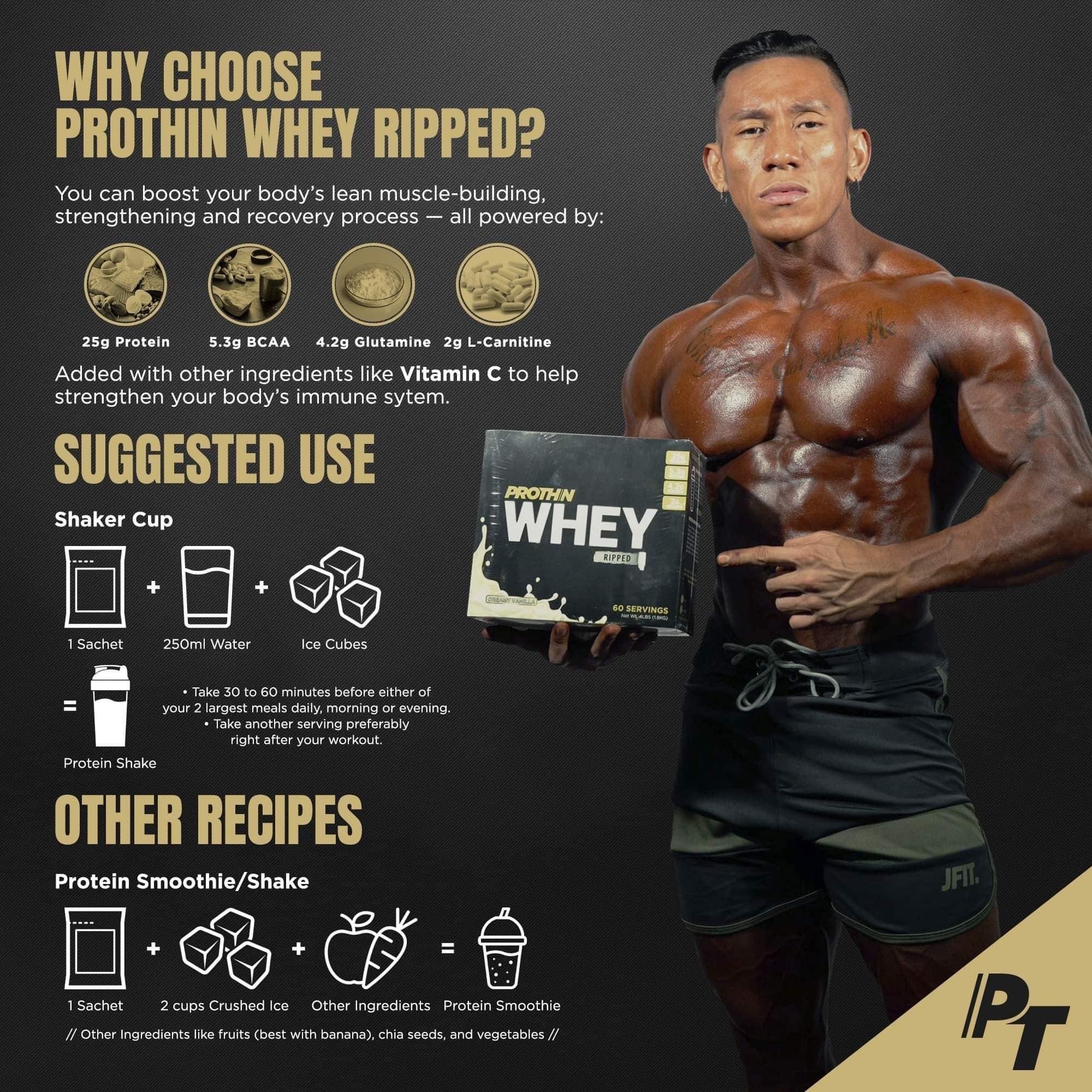 Whey Protein Ripped Prothin WHEY PROTEIN RIPPED CREAMY VANILLA 1.8kg 60 sachets – ATIS.ph
