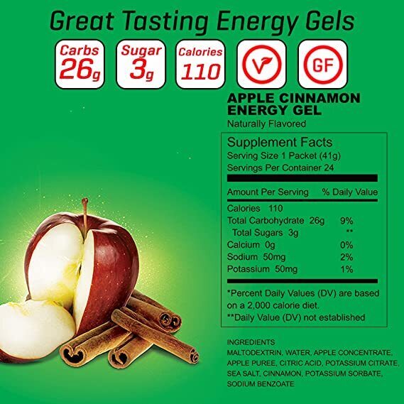 APPLE CINNAMON Carb Boom Energy Gel Single Serve Packet Sachet 41g - EXP DATE MAY 23, 2026