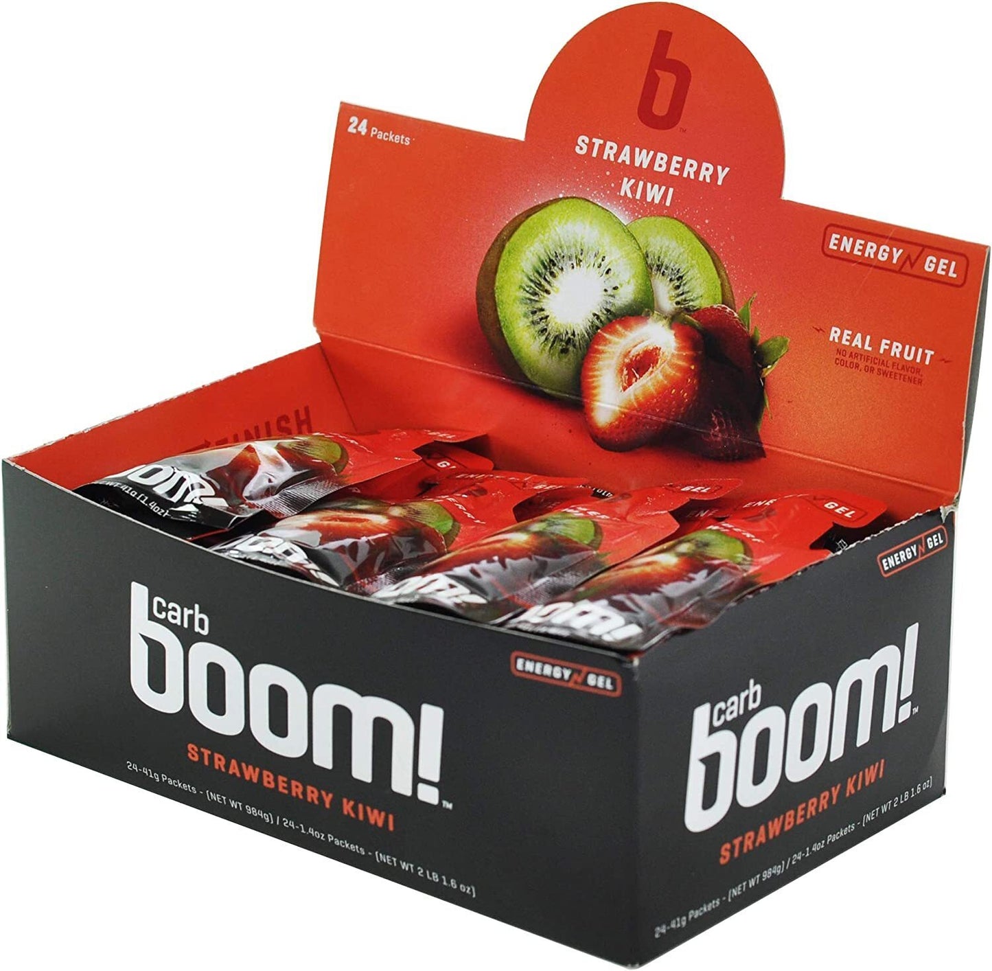 Carb Boom! Energy Gel Single Serve Packet Sachet 41g - Strawberry-Kiwi