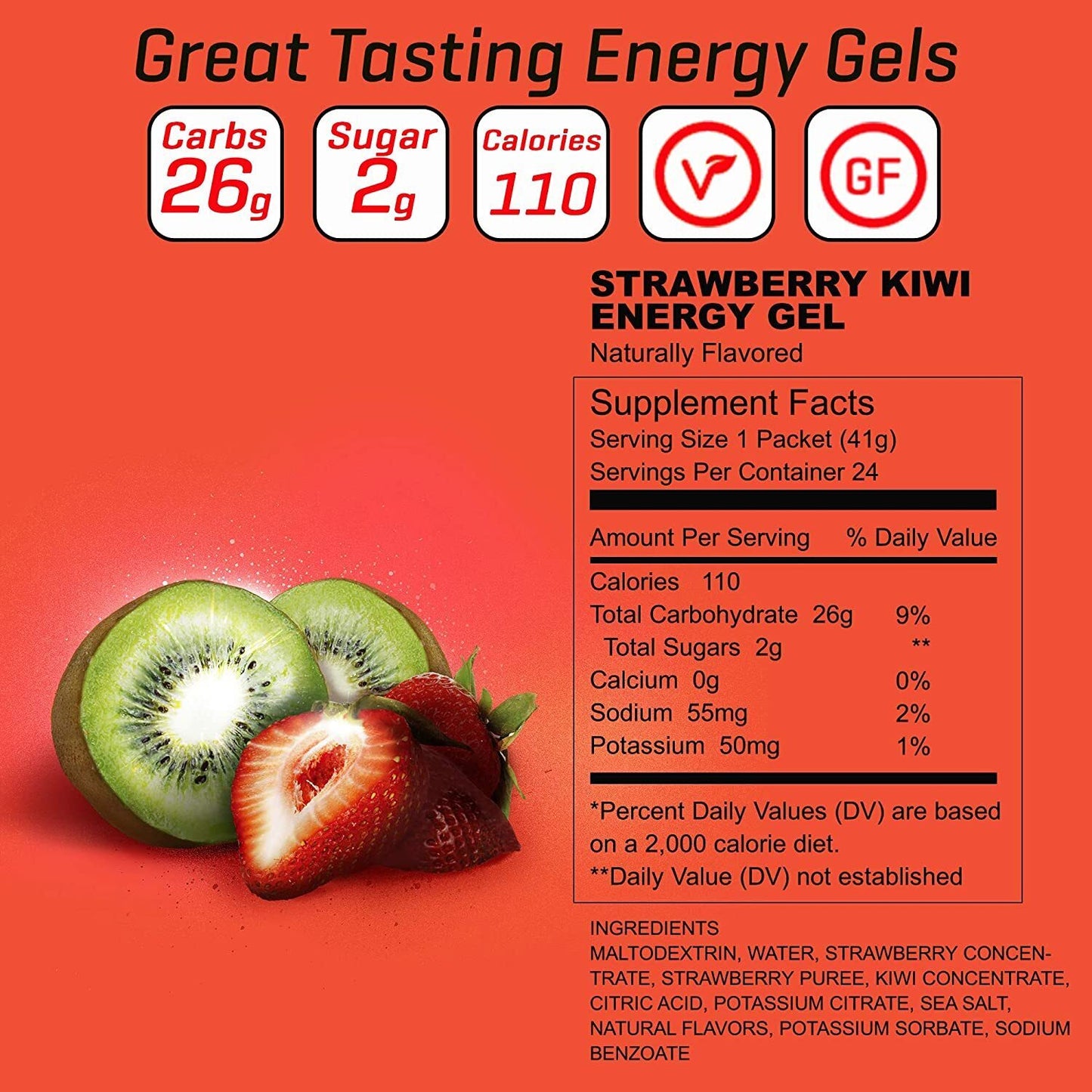 Carb Boom! Energy Gel Single Serve Packet Sachet 41g - Strawberry-Kiwi