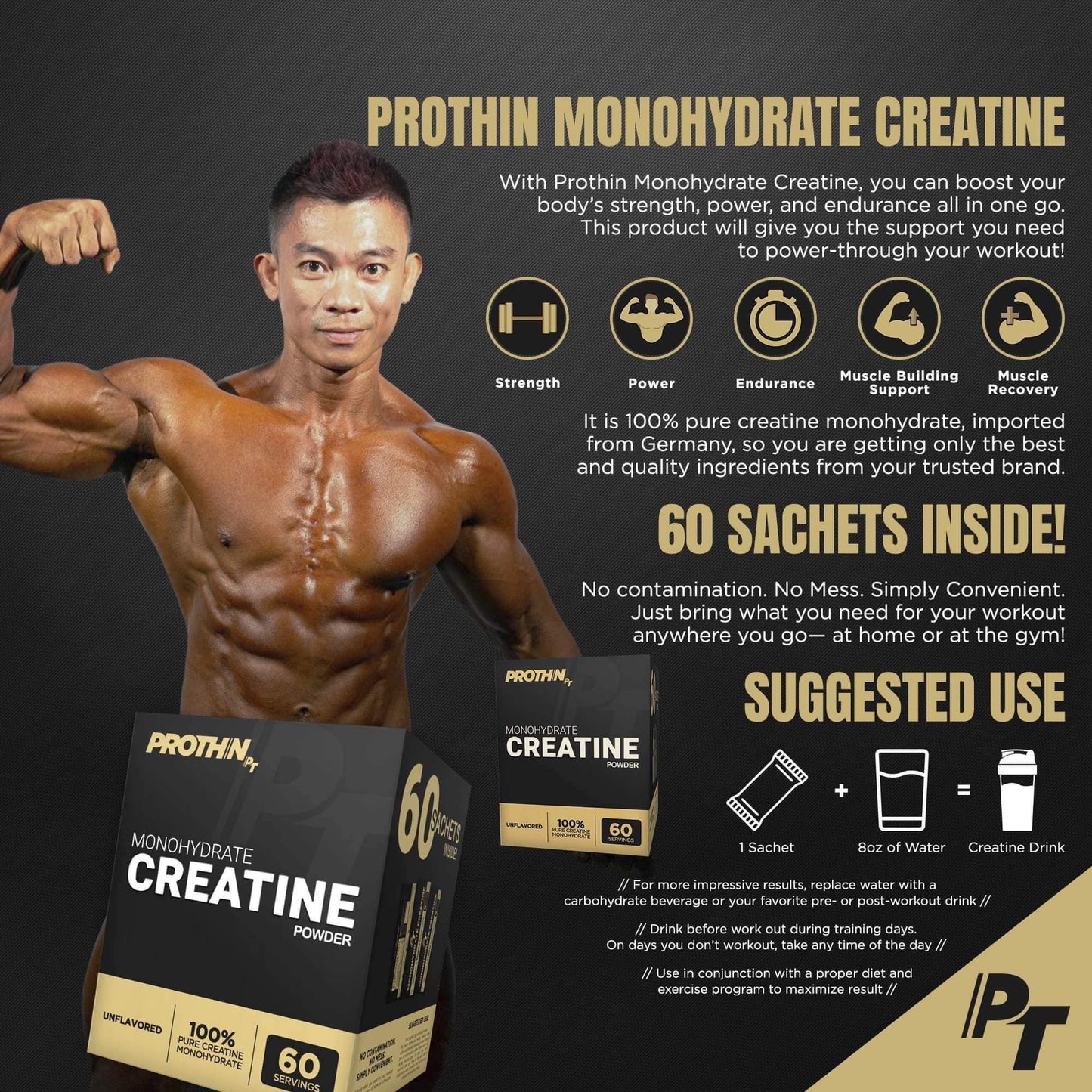 Prothin Monohydrate CREATINE Powder Unflavored 60 servings