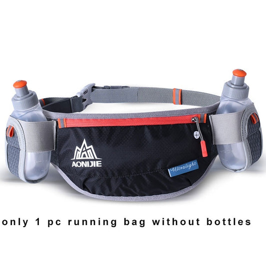 Aonijie Running Hydration Belt with 2 pockets for 170ml water bottles - BLACK