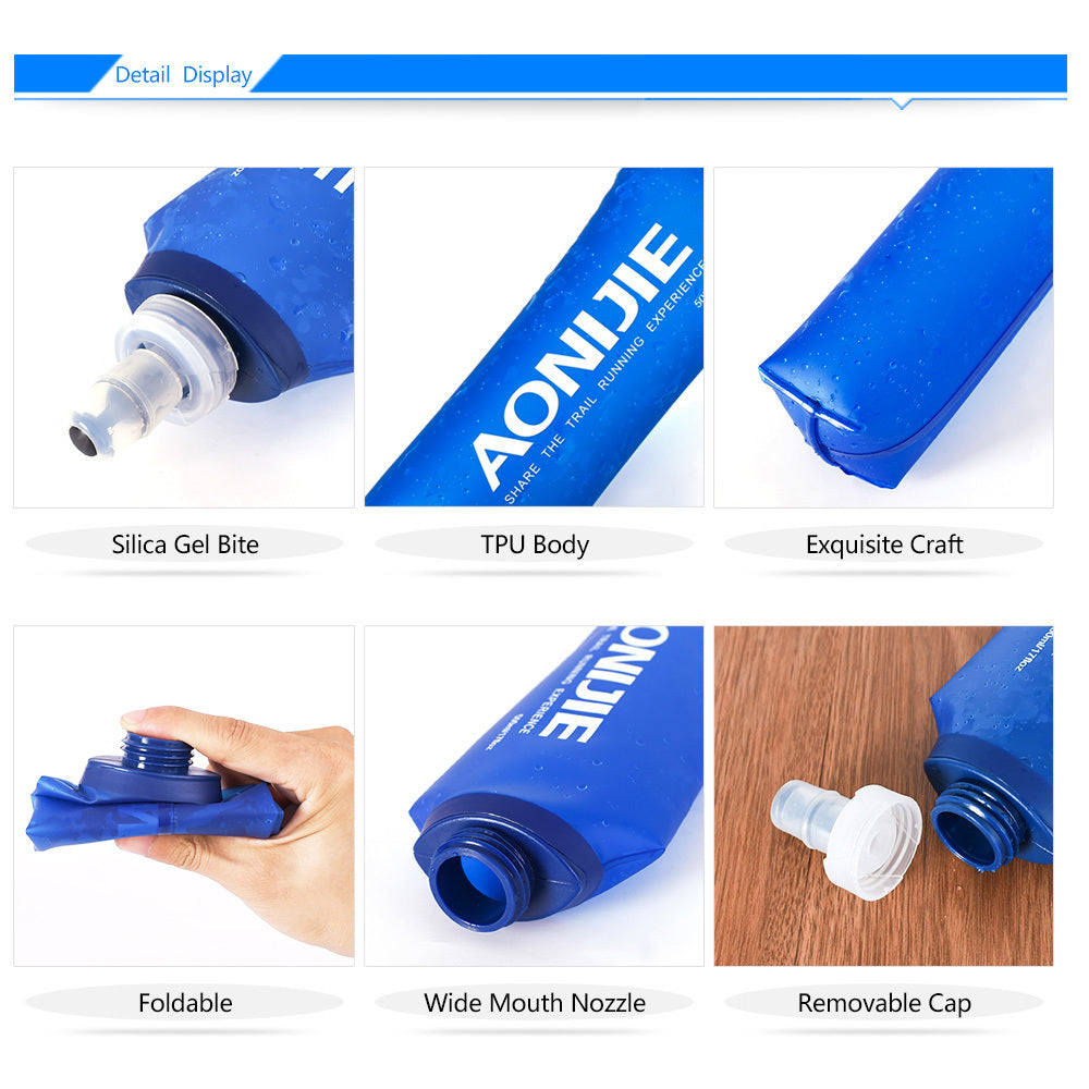 Aonijie Soft Flask Folding Water Bottle with Straw TPU 350ml