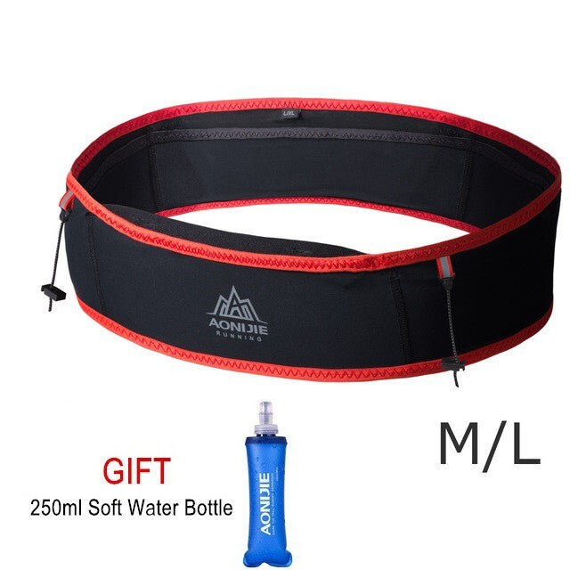 Aonijie Slim Waist Belt with 250ml Soft Flask - BLACK RED M/L