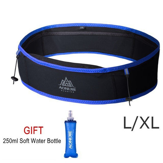 Aonijie Slim Waist Belt with 250ml Soft Flask - BLACK BLUE L/XL