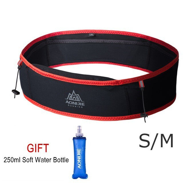 Aonijie Slim Waist Belt with 250ml Soft Flask - BLACK RED S/M