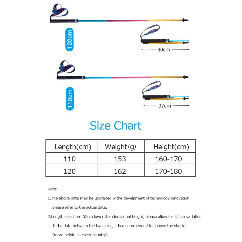 2 pcs Aonijie CARBON FIBER HIKING POLE (Rainbow) - 130cm