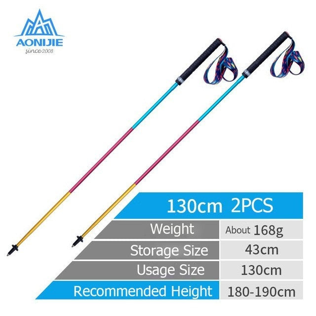 2 pcs Aonijie CARBON FIBER HIKING POLE (Rainbow) - 130cm