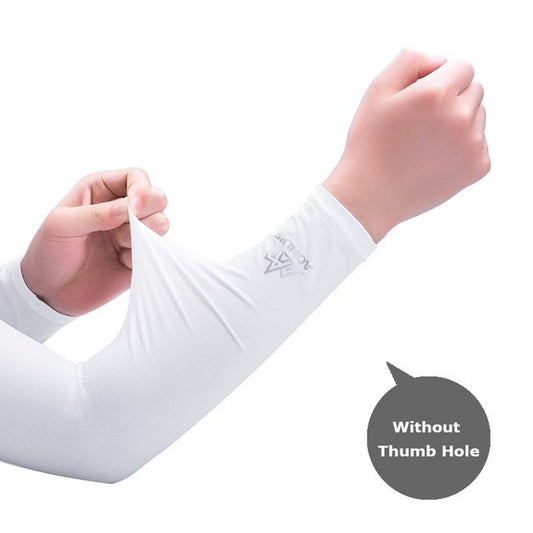 Aonijie COOLING ARM SLEEVES - WHITE NO THUMB HOLE