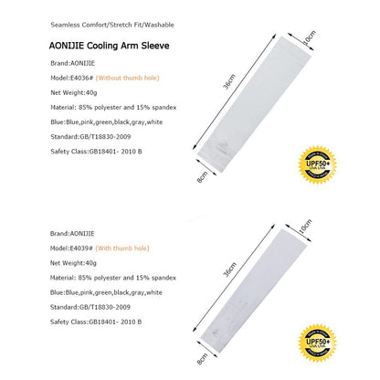 Aonijie COOLING ARM SLEEVES - WHITE NO THUMB HOLE