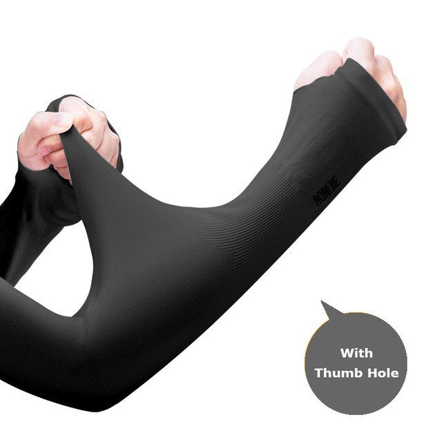 Aonijie COOLING ARM SLEEVES - BLACK WITH THUMB HOLE