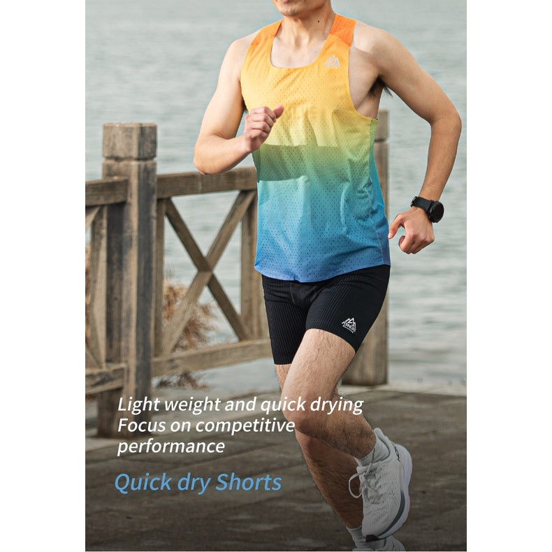 Aonijie QUICK DRYING MEN'S SINGLET - LARGE RAINBOW