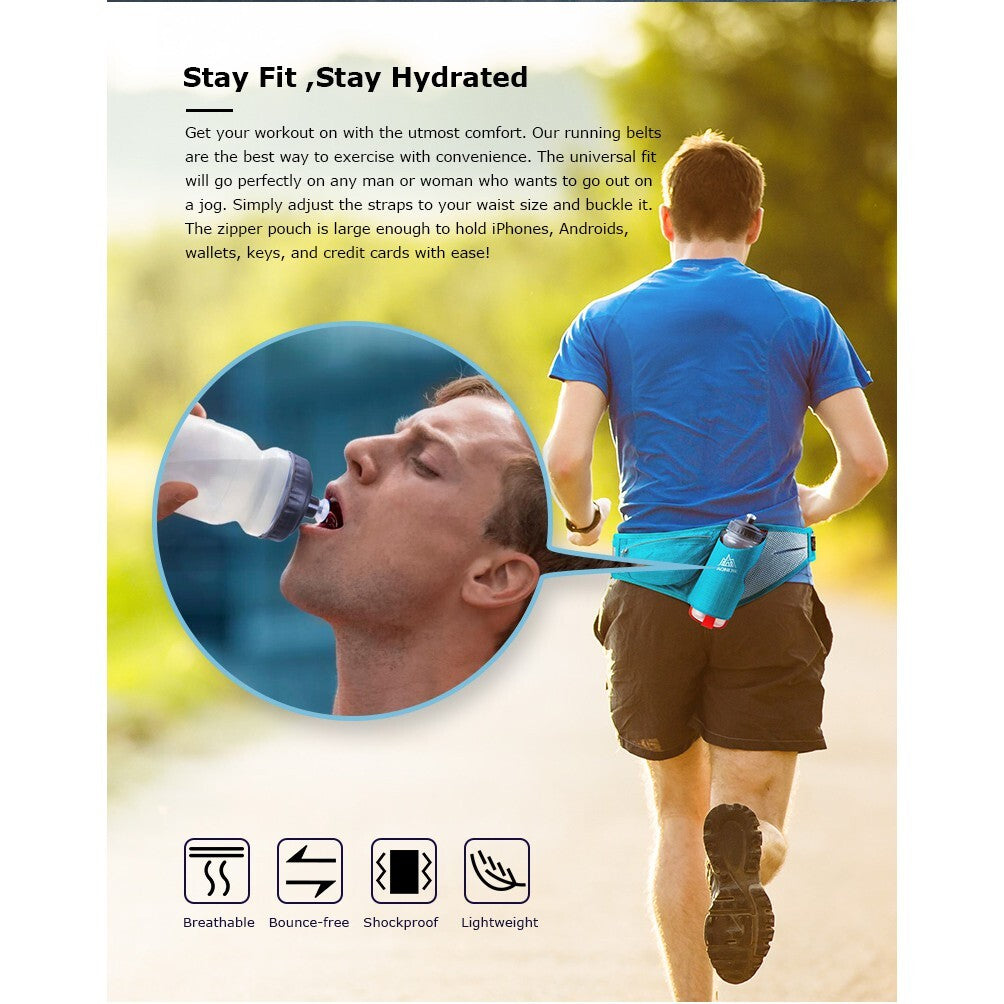 Aonijie BLUE RUNNING BELT With 600ml Water Bottle